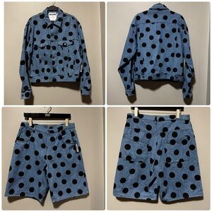 Moschino Couture Denim Polka Dot Jacket & Shorts Set Italy USA 38 / 32 L M